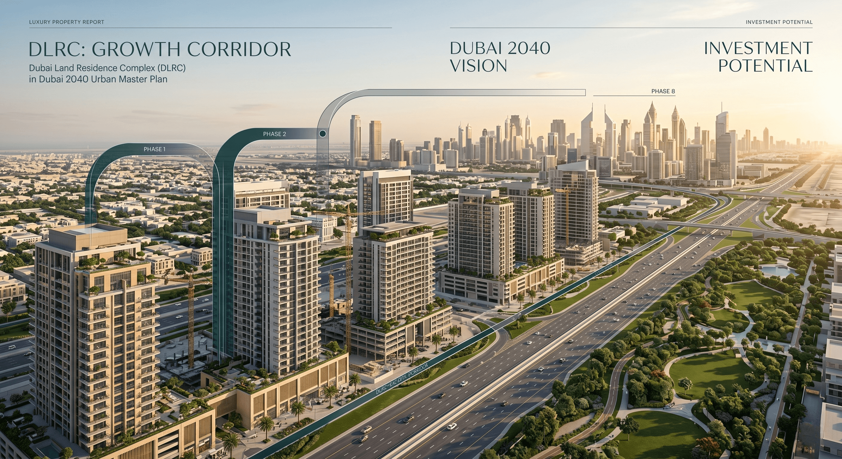 DLRC Dubai off-plan investment growth corridor under the Dubai 2040 Urban Master Plan.